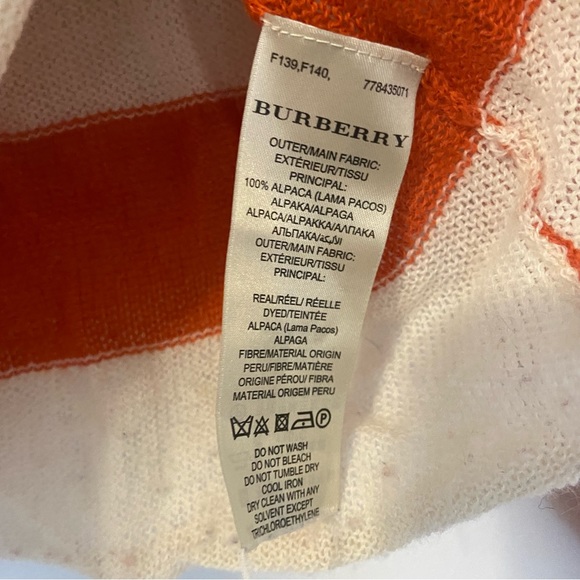 Burberry Orange and White Stripe Sweater - Picture 3 of 6